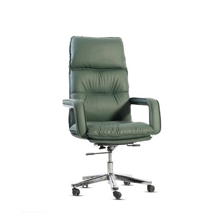 Olive Green Swivel Leather Chair