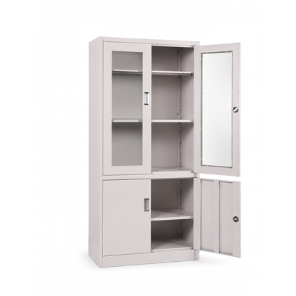 4-Door Half-Glass Steel Cabinet
