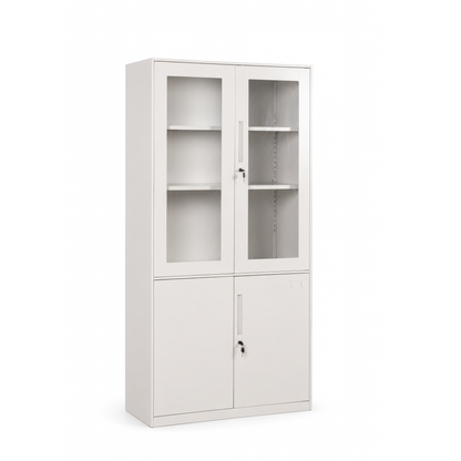 4-Door Half-Glass Steel Cabinet