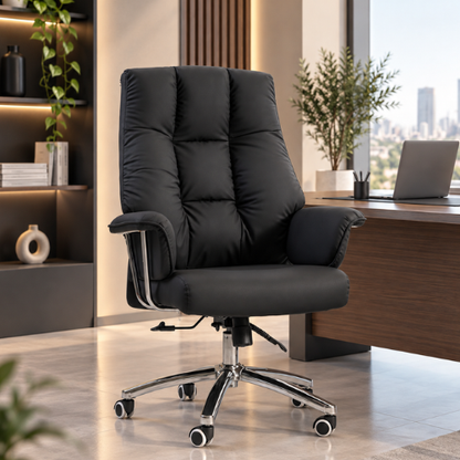 Black Swivel Leather Chair