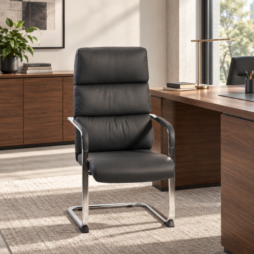 Black Fixed Leather Chair