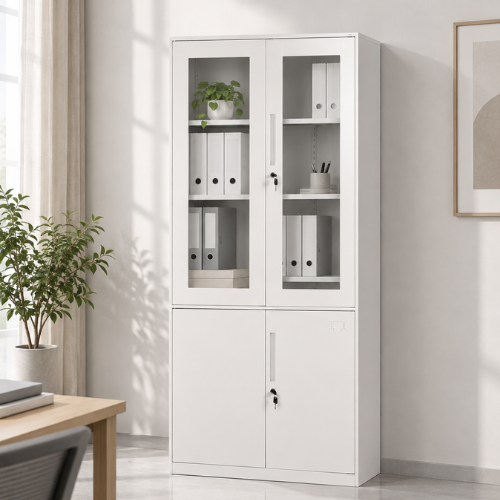 4-Door Half-Glass Steel Cabinet