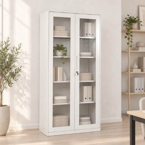 2-Door Glass-Fronted Steel Cabinet