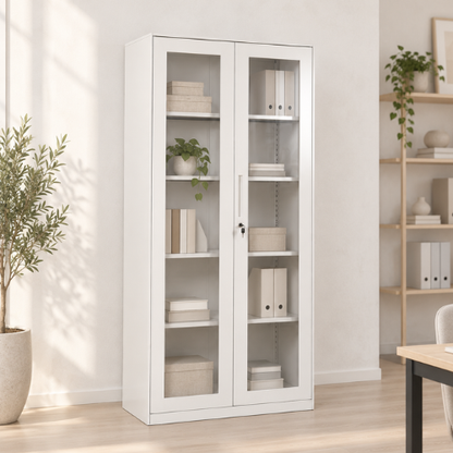 2-Door Glass-Fronted Steel Cabinet
